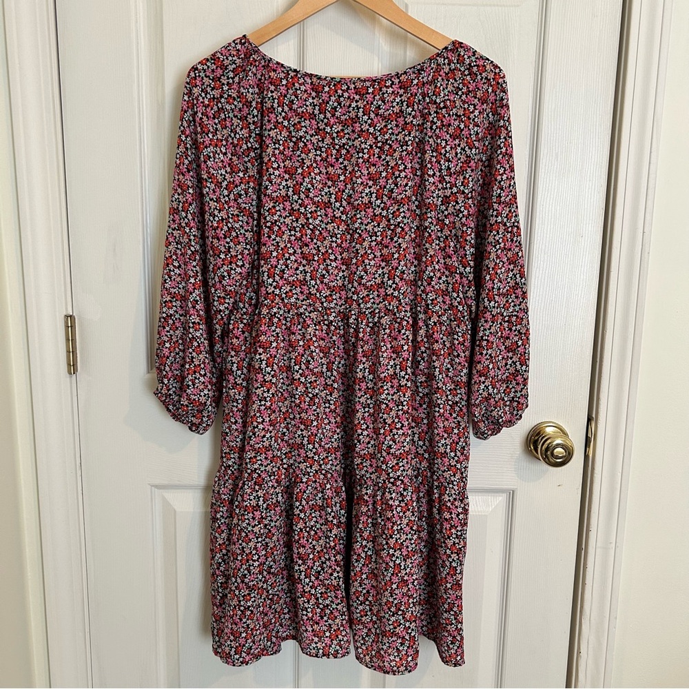 Ditsy Floral Cottagecore Flowy Boho Mid-Length Dress - Size M - Picture 2 of 9